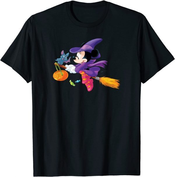 Disney Halloween Minnie Mouse Flying Witch Unisex T-Shirt