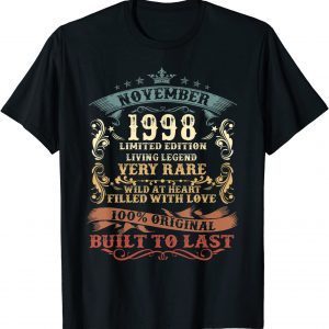 T-Shirt 23 Years Old Gifts Vintage November 1998 23rd Birthday