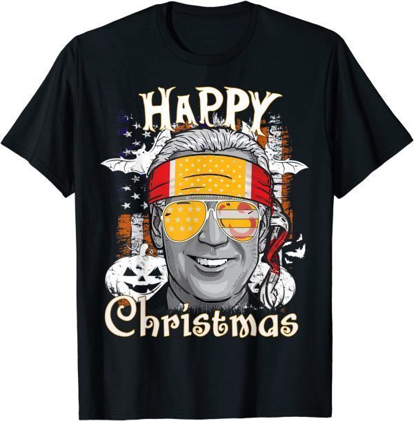 Vintage Anti Joe Biden Happy Christmas Halloween Pumpkin T-Shirt