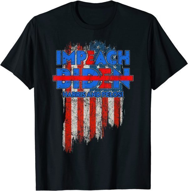 Impeach Joe Biden Kamala Harris Nancy Pelosi 8646 USA Flag T-Shirt