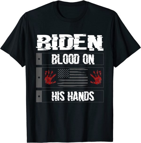 Blood On His Hands Biden Bring Trump Back Distressed US Flag T-Shirt