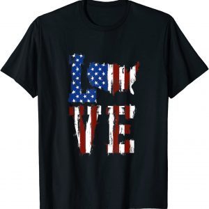 USA Patriotic Love Letter Flag T-Shirt