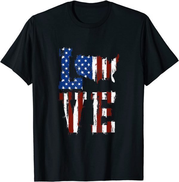 USA Patriotic Love Letter Flag T-Shirt