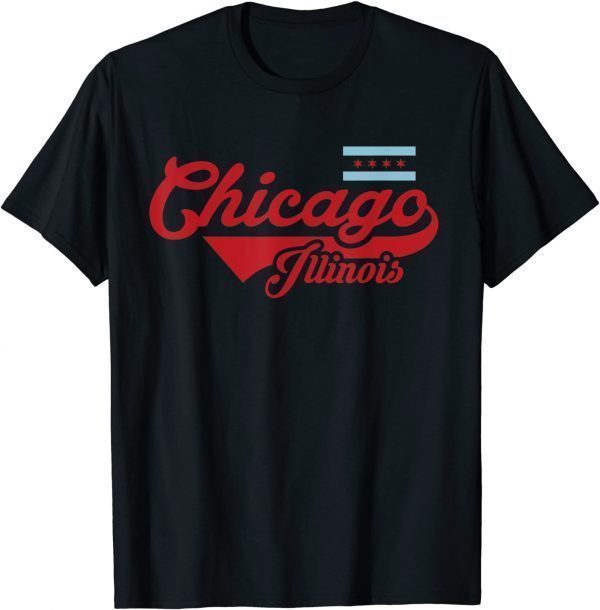 2021 Chicago Flag Shirt Vintage Illinois USA Souvenir Tees Men Unisex T-Shirt