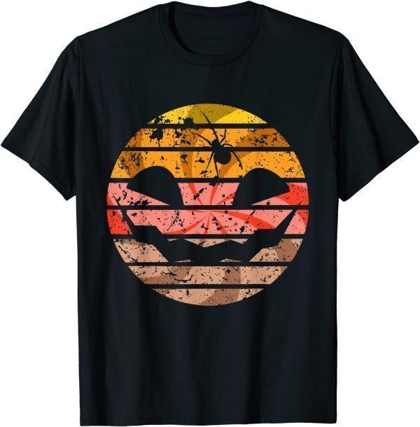 Classic Artistic Halloween Retro Pumpkin Smiles Spider Web Gift T-Shirt