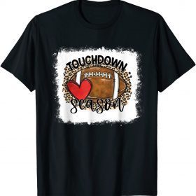 Bleached Touchdown Season Leopard Game Day Football T-Shirt