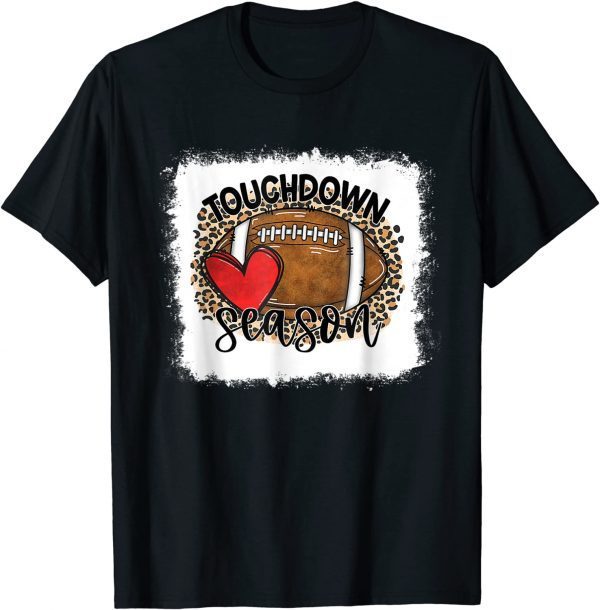 Bleached Touchdown Season Leopard Game Day Football T-Shirt