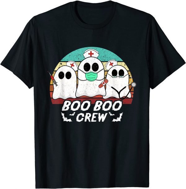 Funny Boo Boo Crew Funny Nurse Halloween Ghost Costume RN Vintage T-Shirt