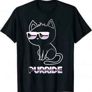 Purride Demisexual Flag Sunglasses Gay Pride Cat Lover Gift T-Shirt