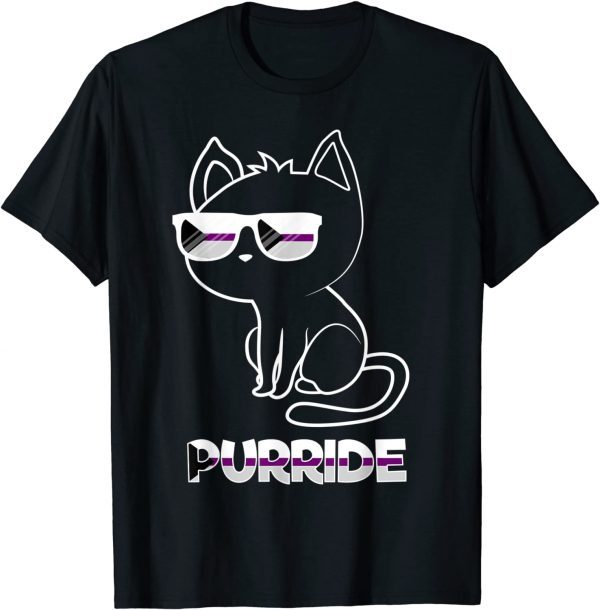 Purride Demisexual Flag Sunglasses Gay Pride Cat Lover Gift T-Shirt