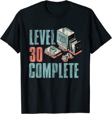 Funny Level 30 Complete Retro Video Gamer Vintage Quote T-Shirt
