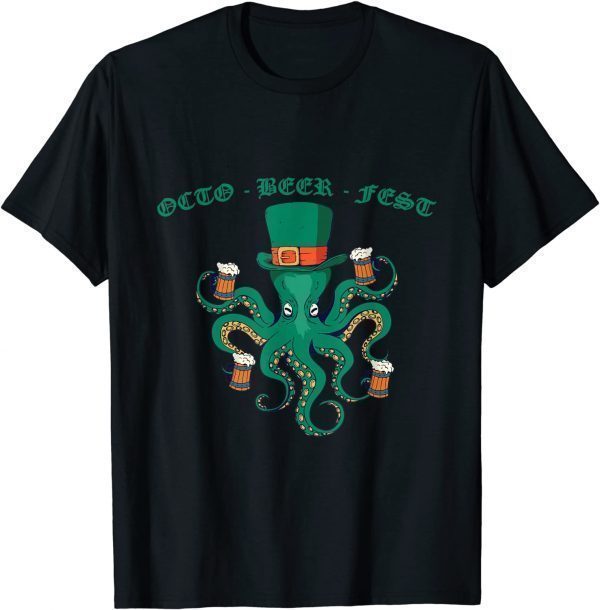 Octopus with Beer German Oktoberfest 2021 costume T-Shirt