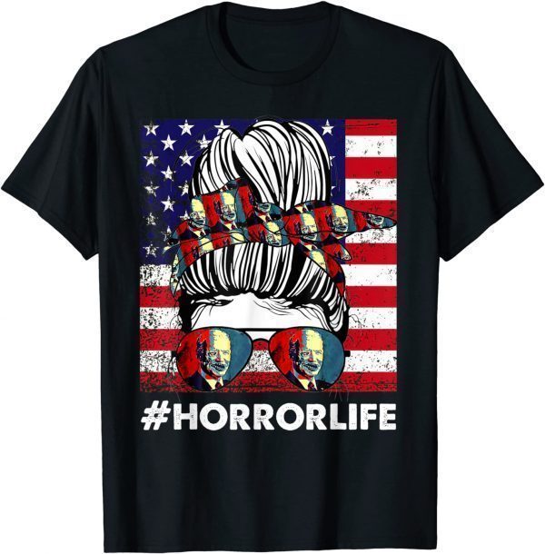 Biden Horror Story American Zombie Horror Life Messy Bun T-Shirt