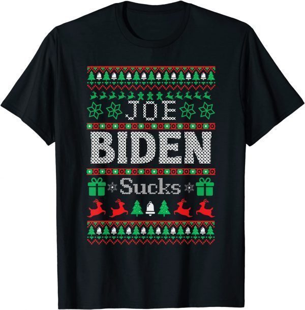 Biden Sucks Impeach Funny Politics Ugly Christmas Sweater T-Shirt