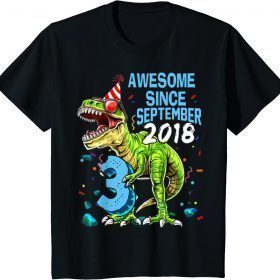 Classic Kids Three Rex 3rd Birthday Shirt Third Dinosaur 3 Year Old day T-Shirt