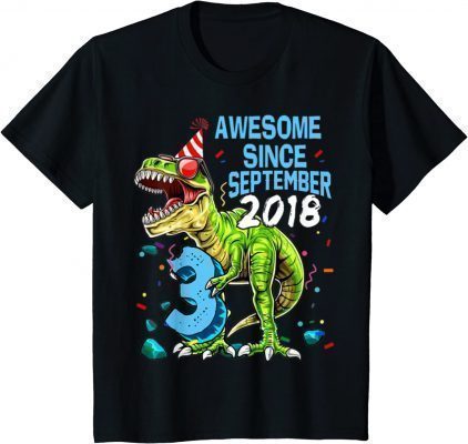 Classic Kids Three Rex 3rd Birthday Shirt Third Dinosaur 3 Year Old day T-Shirt