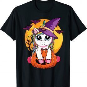 Funny Cute Halloween Shirt Girls Kids Witchy Unicorn Halloween T-Shirt
