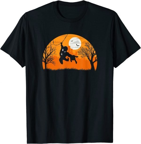 Official Marvel Spider Man Silhouette Swing Halloween T-Shirt