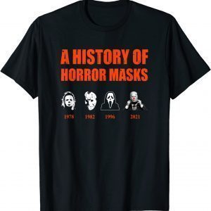2021 A History of Horror Masks Halloween Funny Costume Anti Biden T-Shirt