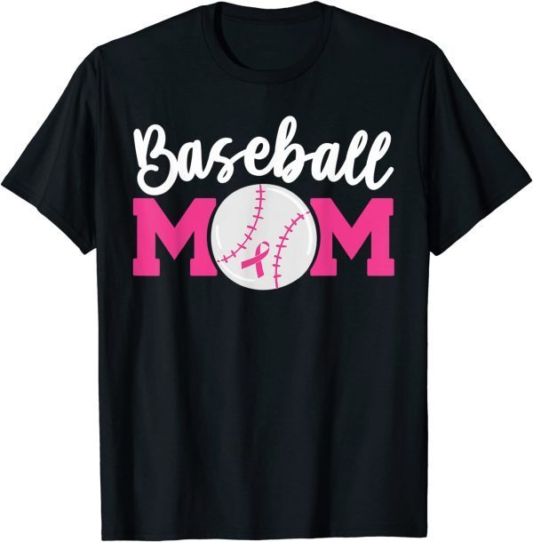 Funny Baseball Mom Pink Ribbon Breast Cancer Awareness Fighters T-Shirt