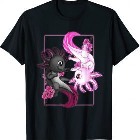 Cute Axolotl Yin Yang Plush Pets Cherry Blossom Girls Boys T-Shirt