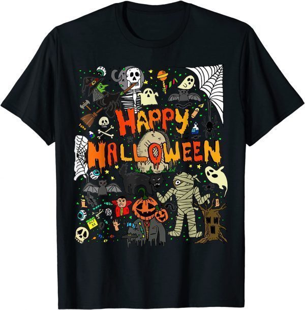 Happy Halloween Scary Retro Boys Girls Kids Unisex T-Shirt