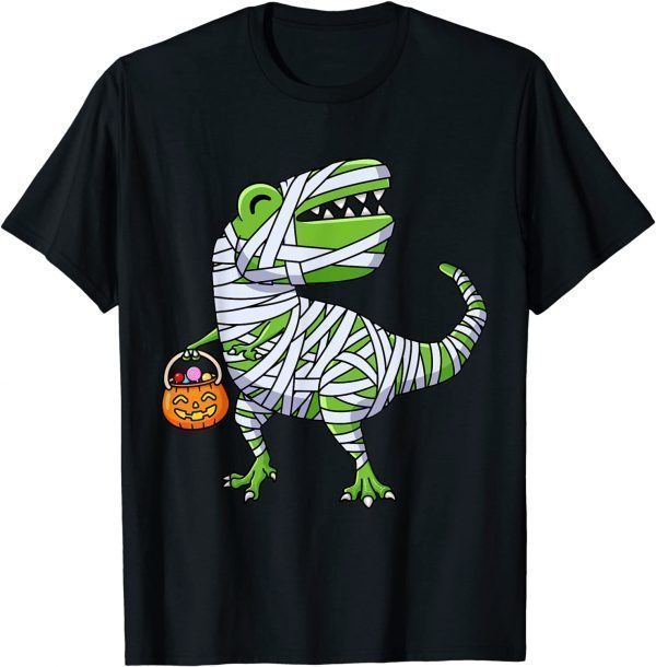 Halloween Dinosaur Mummy Pumpkin Boys Girls Kids Cute T Rex Funny T-Shirt