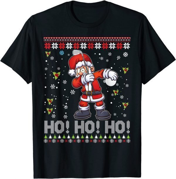 2021 Dabbing Christmas Golf Ho Santa Elf Ugly Sweater Merry Xmas T-Shirt