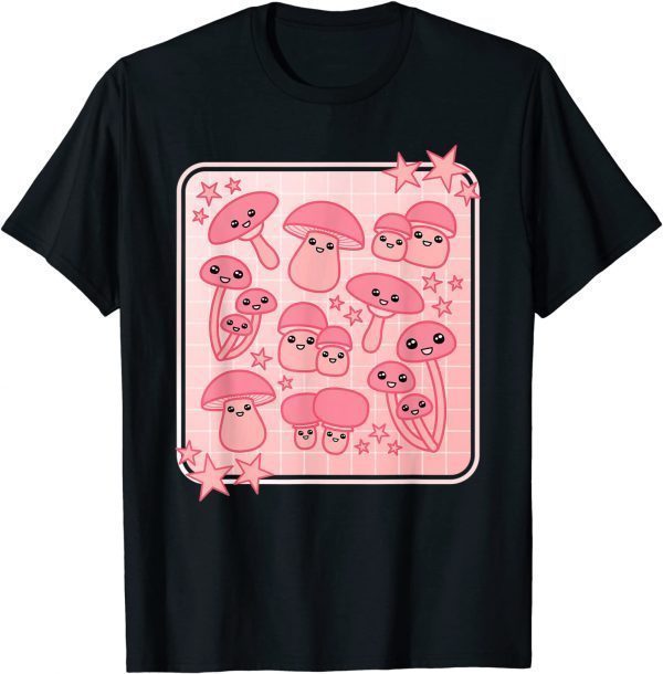 Cute Pink Kawaii Aesthetic Mushroom Japanese Anime Retro 90s Funny T-Shirt