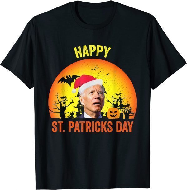 Anti Joe Biden Happy St Patrick Pumpkin Head Halloween Funny T-Shirt