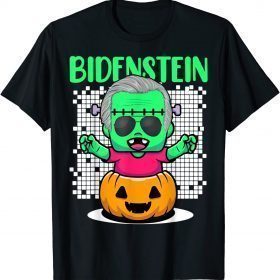 T-Shirt Kawaii Halloween Pumpkin Head And Biden As Frankenstein Gift