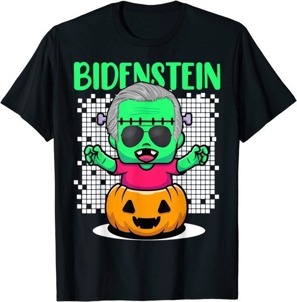 T-Shirt Kawaii Halloween Pumpkin Head And Biden As Frankenstein Gift