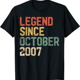 Legend Since October 2007 14th Birthday Gift 14 Year Old T-Shirt