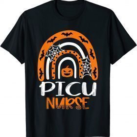PICU Nurse Halloween Pumpkin Rainbow Pediatric ICU Nursing T-Shirt