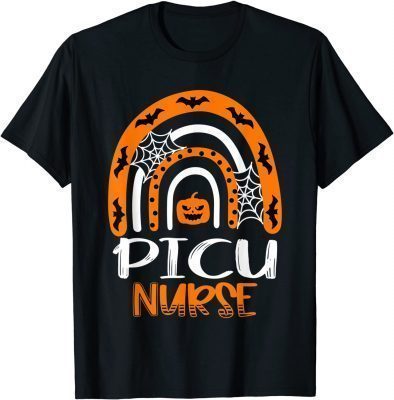 PICU Nurse Halloween Pumpkin Rainbow Pediatric ICU Nursing T-Shirt