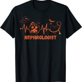 Classic Halloween Pumpkin Nephrologist Stethoscope Heartbeat Doctor T-Shirt