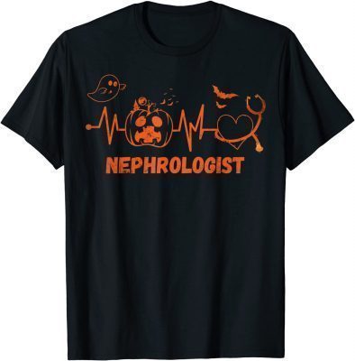 Classic Halloween Pumpkin Nephrologist Stethoscope Heartbeat Doctor T-Shirt