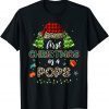 T-Shirt First Christmas As A Pops Santa Hat Leopard Plaid