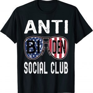 Vintage American Flag Sunglasses Anti Biden Social Club T-Shirt
