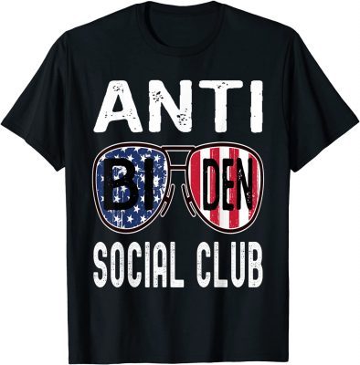 Vintage American Flag Sunglasses Anti Biden Social Club T-Shirt