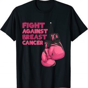 Fight Breast Cancer Awareness Month Boxing Gloves Ribbon T-Shirt