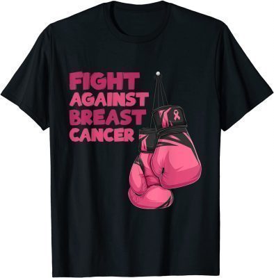 Fight Breast Cancer Awareness Month Boxing Gloves Ribbon T-Shirt