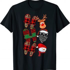 Funny Christmas Ho Ho Ho Reindeer Santa Claus Snowman Pajama TShirt