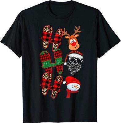 Funny Christmas Ho Ho Ho Reindeer Santa Claus Snowman Pajama TShirt