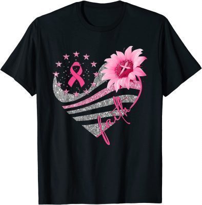 Breast Cancer Awareness Sun flower faith bling bling T-Shirt
