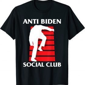 Retro Anti Biden Social Club Funny Joe Biden falling stairs T-Shirt
