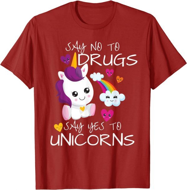 Red Ribbon Week Kids Youth Say No Say Yes To Unicorns T-Shirt