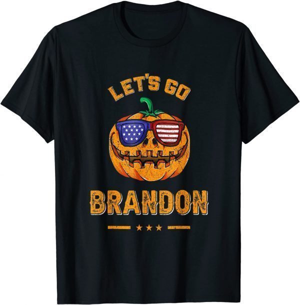 Let's Go Brandon Sunglasses Us Flag Pumpkin Halloween Funny T-Shirt