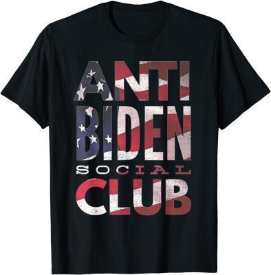 T-Shirt Anti Biden Social Club American Flag Retro Vintage