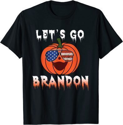Funny Pumpkin Sunglasses Let's Go Brandon Halloween T-Shirt